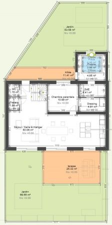 Plan du RDC avec une annexe  construire plus tard pour un SPA !