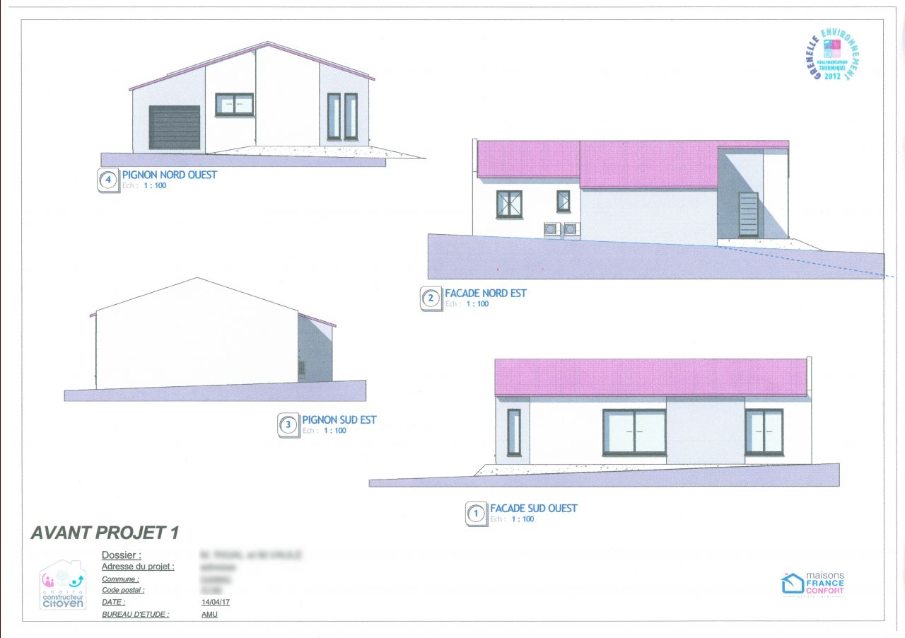 Plan exterieur 3d en fonction de notre terrain ( Changement de lentre avec rajout d'une "Casquette" plate