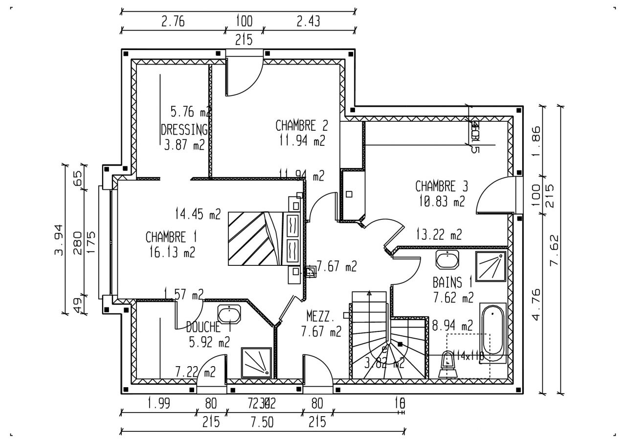 Plan rectifi, car erreur taille des briques 20cm -> 25cm