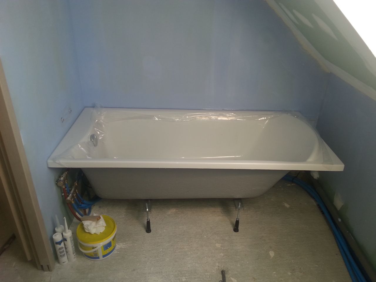 installation de la baignoire