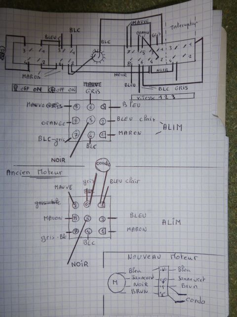 schma de connection moteur via commande hotte roblin