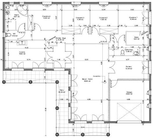 Bonjour  tous,
<br />
Voil, aprs de trs nombreux plans(tous issus de mes petites cellules grises) ,le plan  retenu pour notre maison. Je travaille toujours sur papier d'abord puis sur Logiciel. Ce plan a t ensuite valid et dit par "Lacin constructions".
<br />
J'adore raliser des plans et il a t trs difficile d'en choisir un , mais a y est enfin!!!
<br />
J'espre que vous pourrez bien voir les dtails .