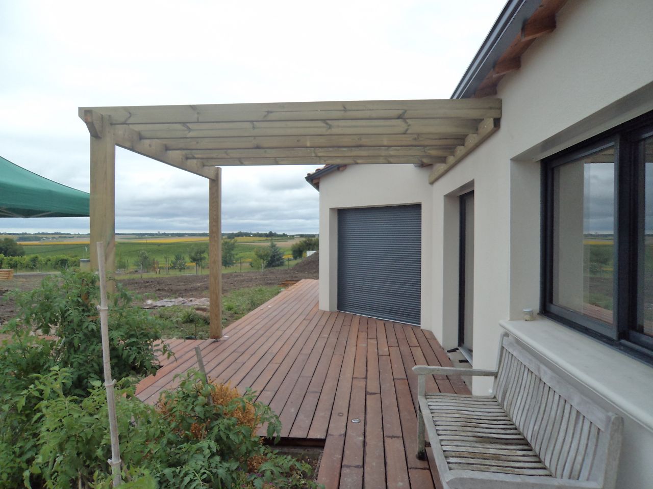 Fin d ela première journée pose de pergola en cours