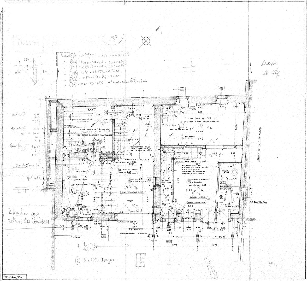 Plan de 1954 du rez-de-chaussée (état actuel de la maison)