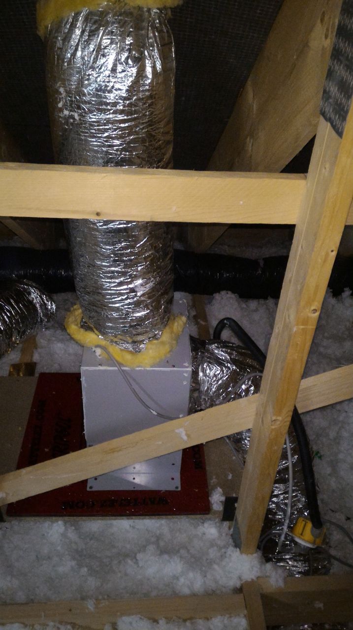 Hotte moteur déporté sous comble Falmec mot950 et gaine Thermaflex phonique