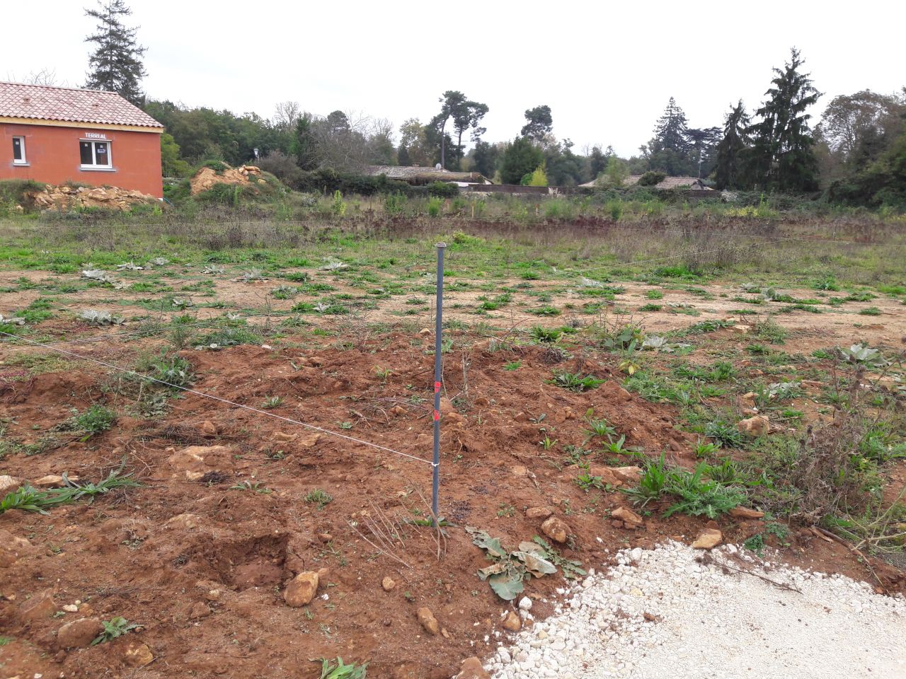 Implantation des piquets et fils tendus