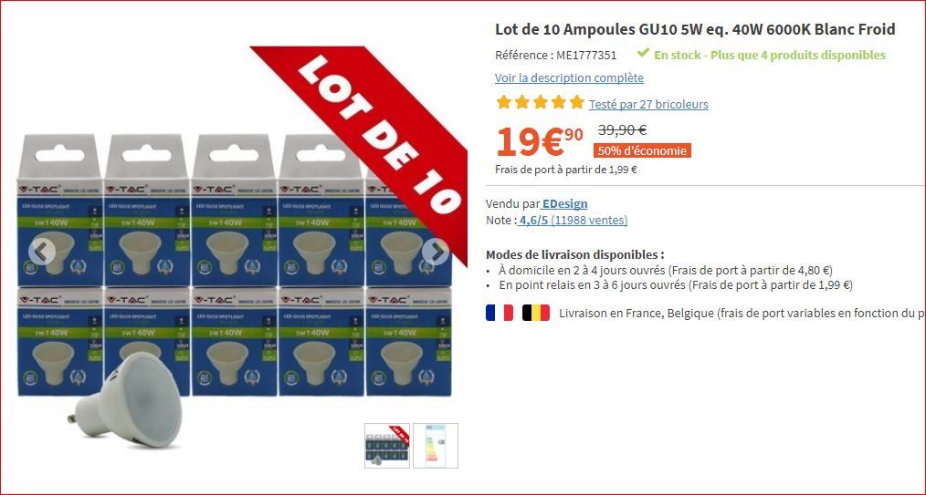 ampoules led spot