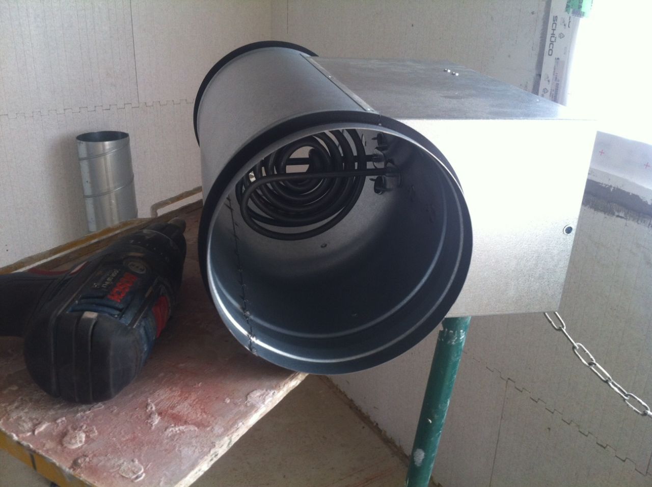 Batterie de chauffage élec 1,2kW pour 120m2 habitable ... en réseau gros Diam 160mm