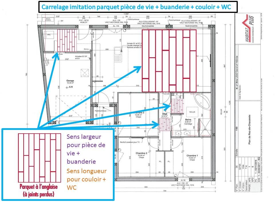 Plan de pose carrelage imitation parquet