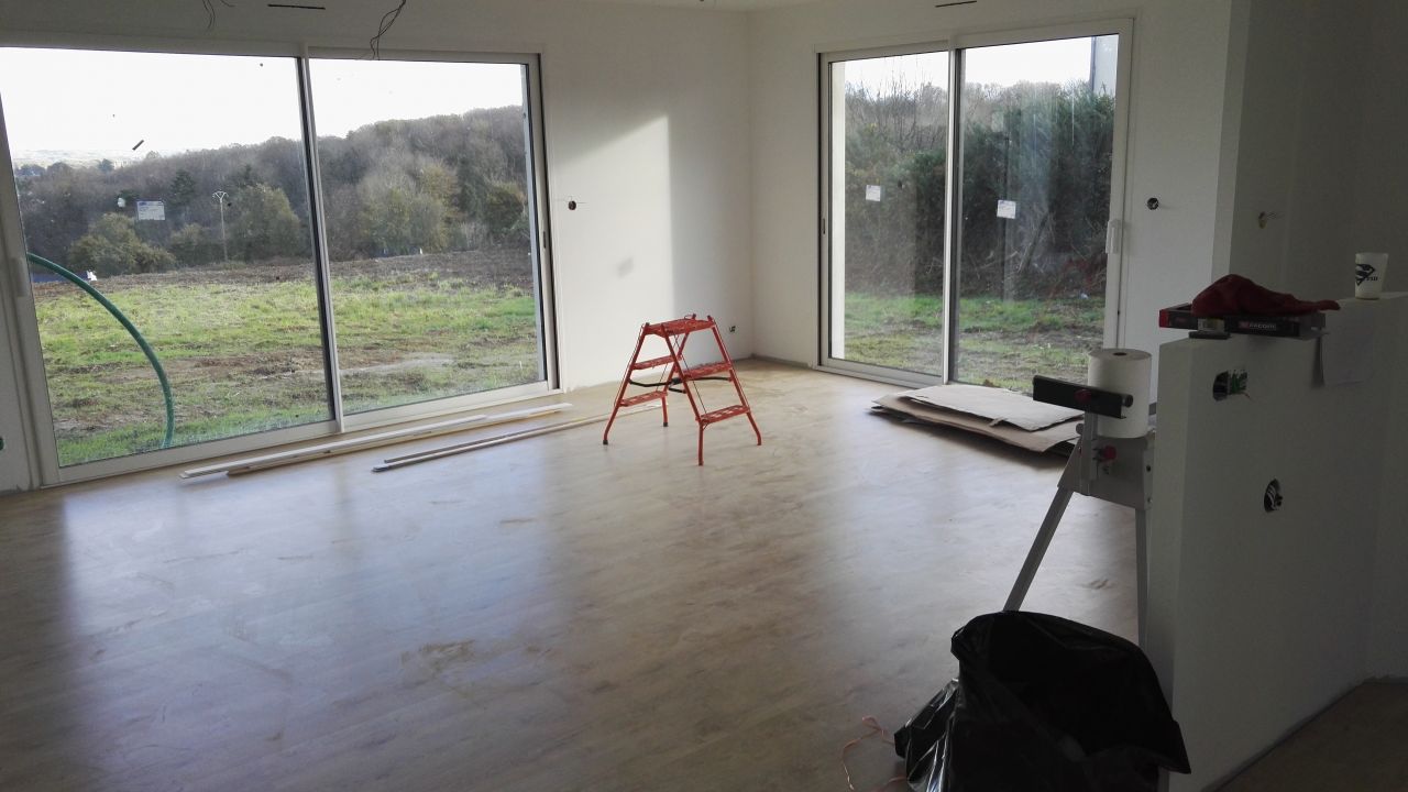 pose du parquet dans le salon