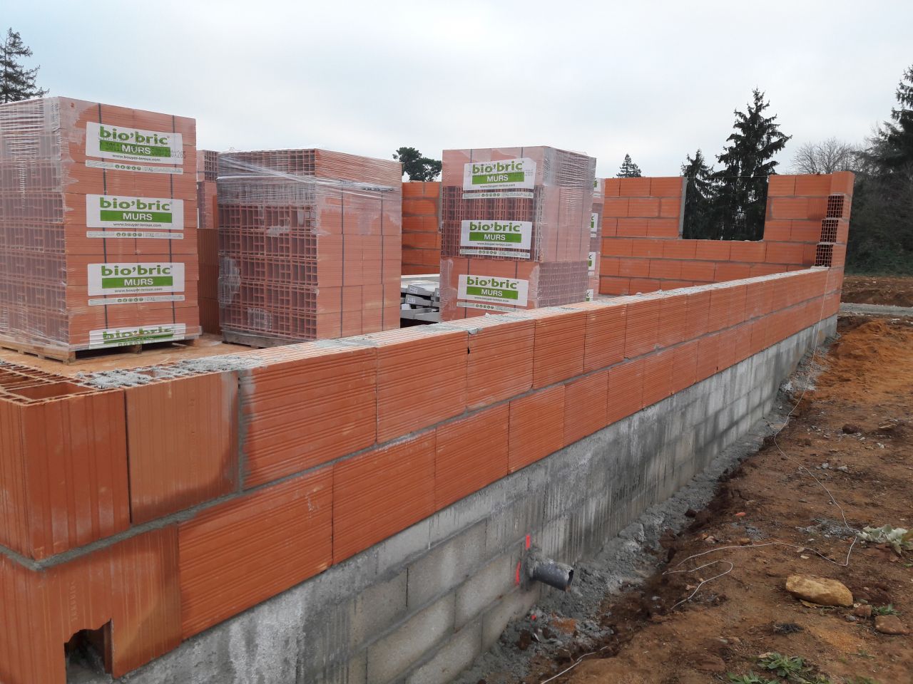 Début de l'élévation des murs