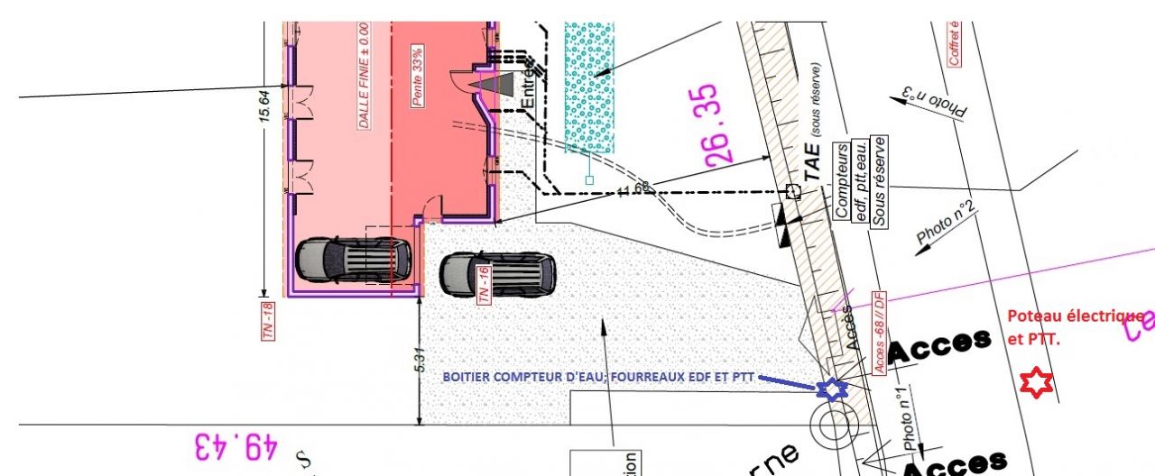 futurs emplacements compteurs diffrents du plan de masse.