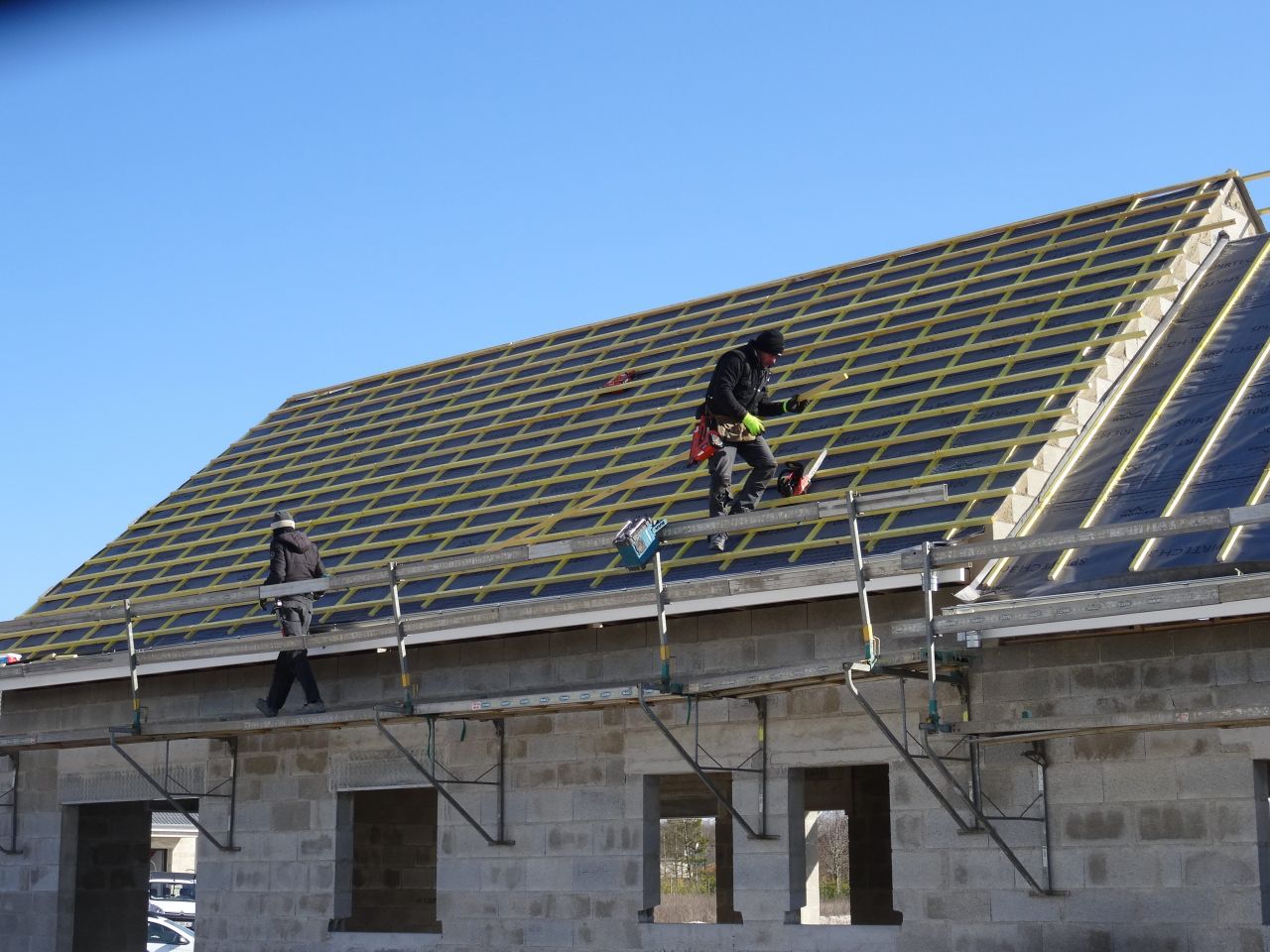 Façade arrière, fin pose écran sous toiture