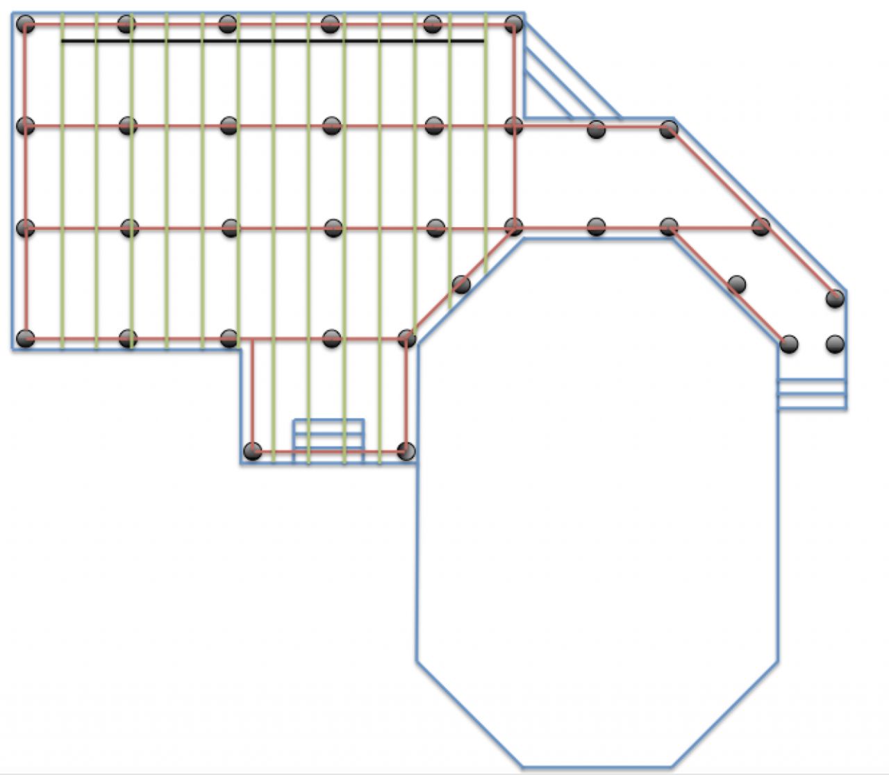 Dbut, bauche de plans de la terrasse