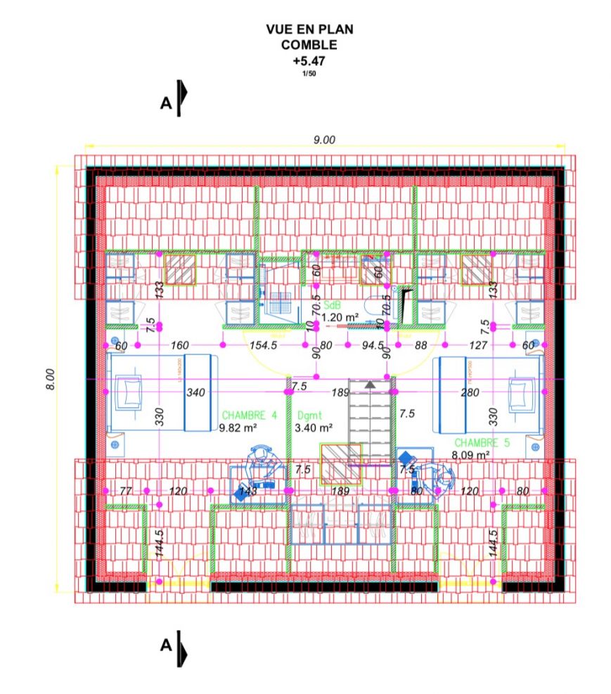 Amnagement des combles en option.
<br />
Deux chambres + salle d'eau.