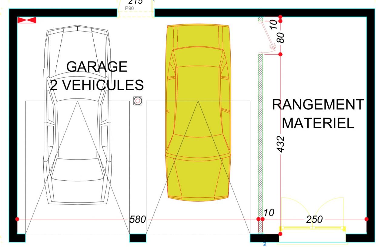 Garage pour deux voitures + rangement (cave)  construire.