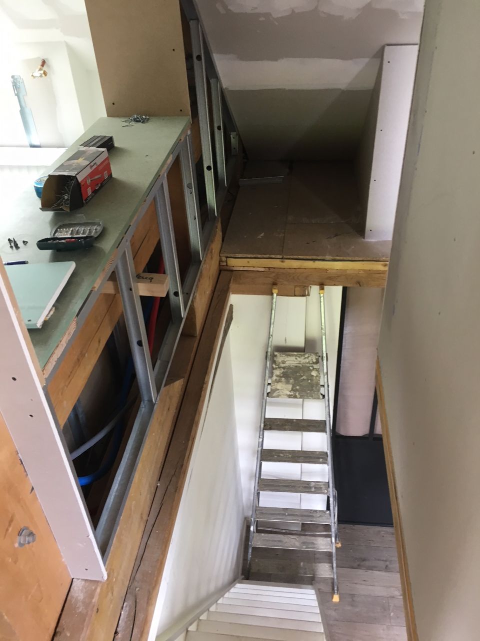 cage d'escalier, future verrière sur la gauche