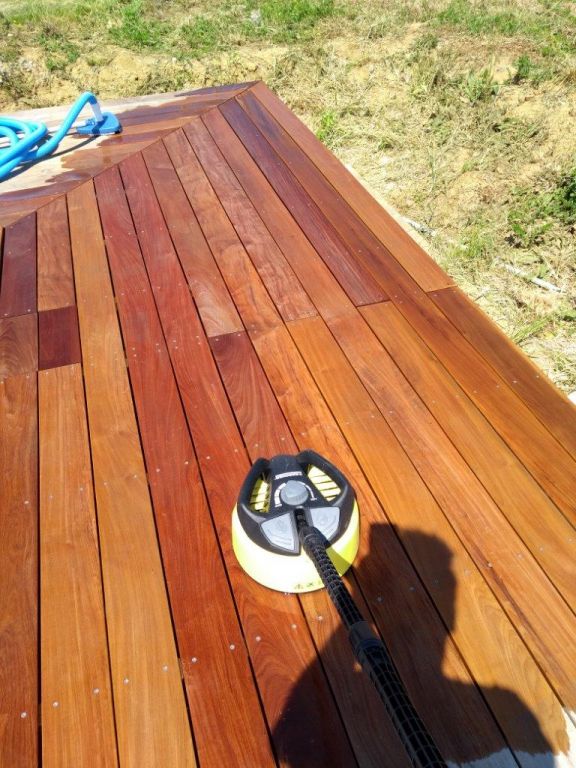 d�capage de la terrasse apr�s application huile de lin + t�r�benthine