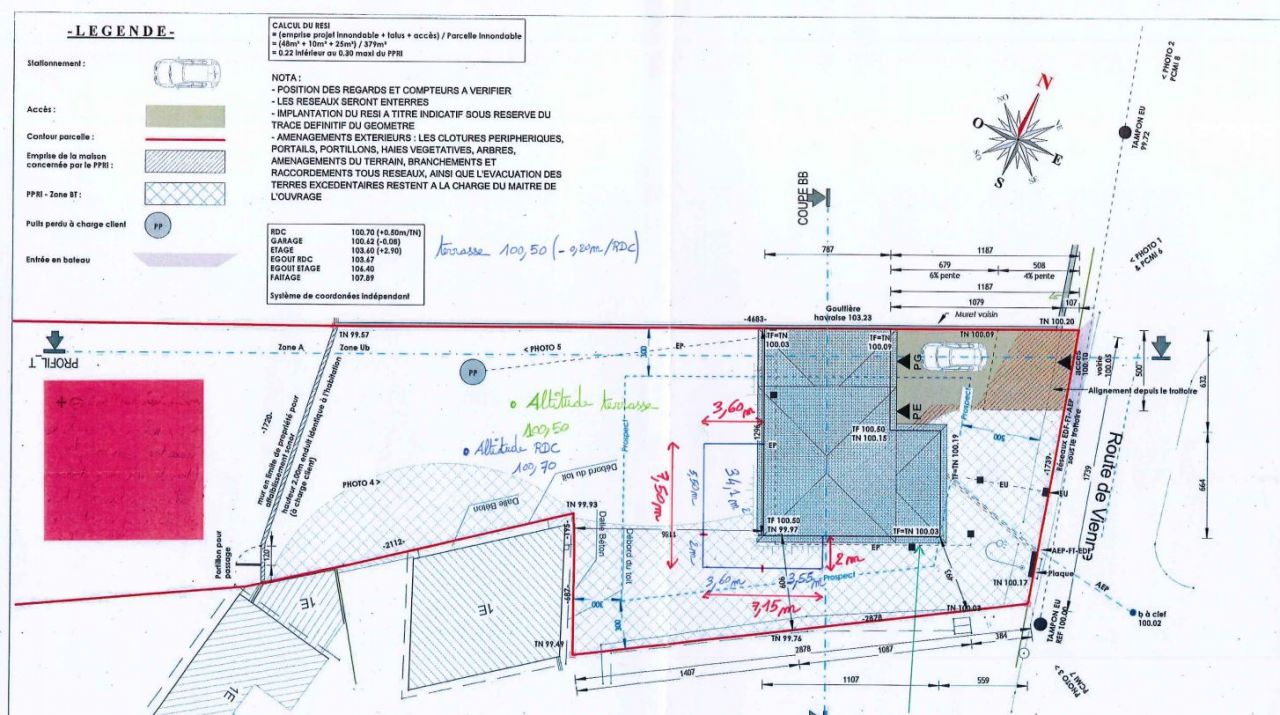 Plan masse avec implantation terrasse