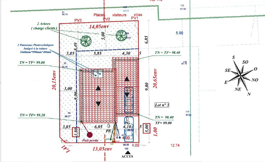 Implantation de la maison sur le terrain