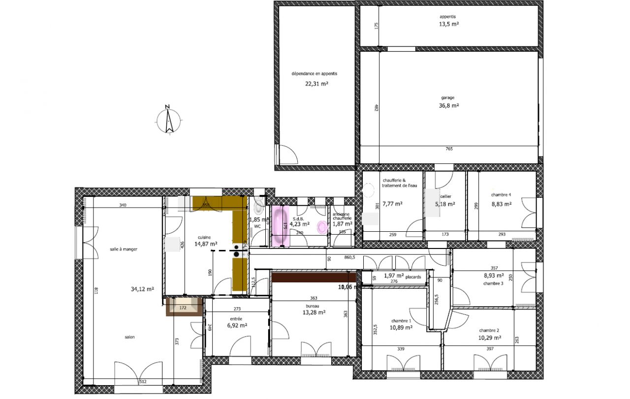 plan de la maison actuellement