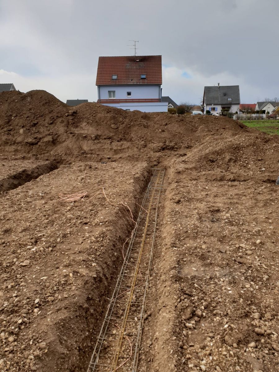 Ferraillage des fondation plus terre sous fondation.