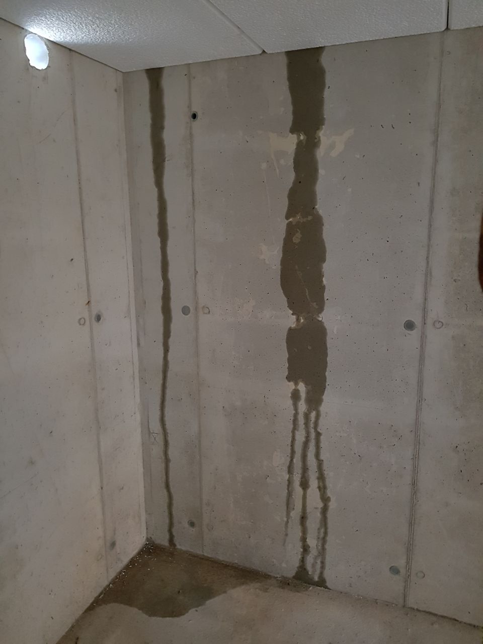 Infiltration d'eau dans le sous-sol.