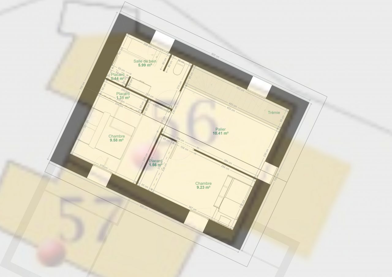 Voici le plan provisoire de l'tage