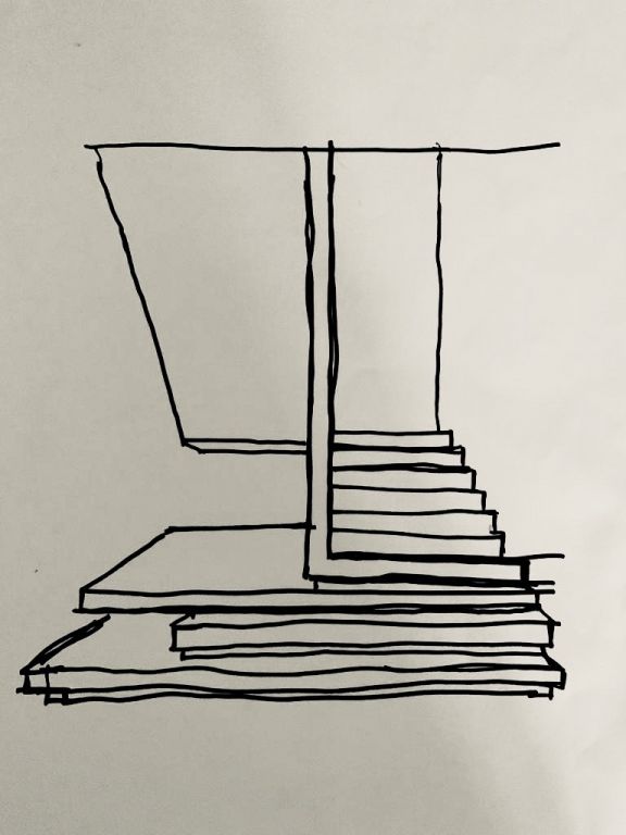 croquis de l'architecte - adaptation de l'escalier