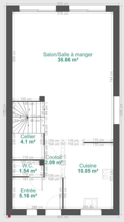 Plan final de la maison au niveau du RDC