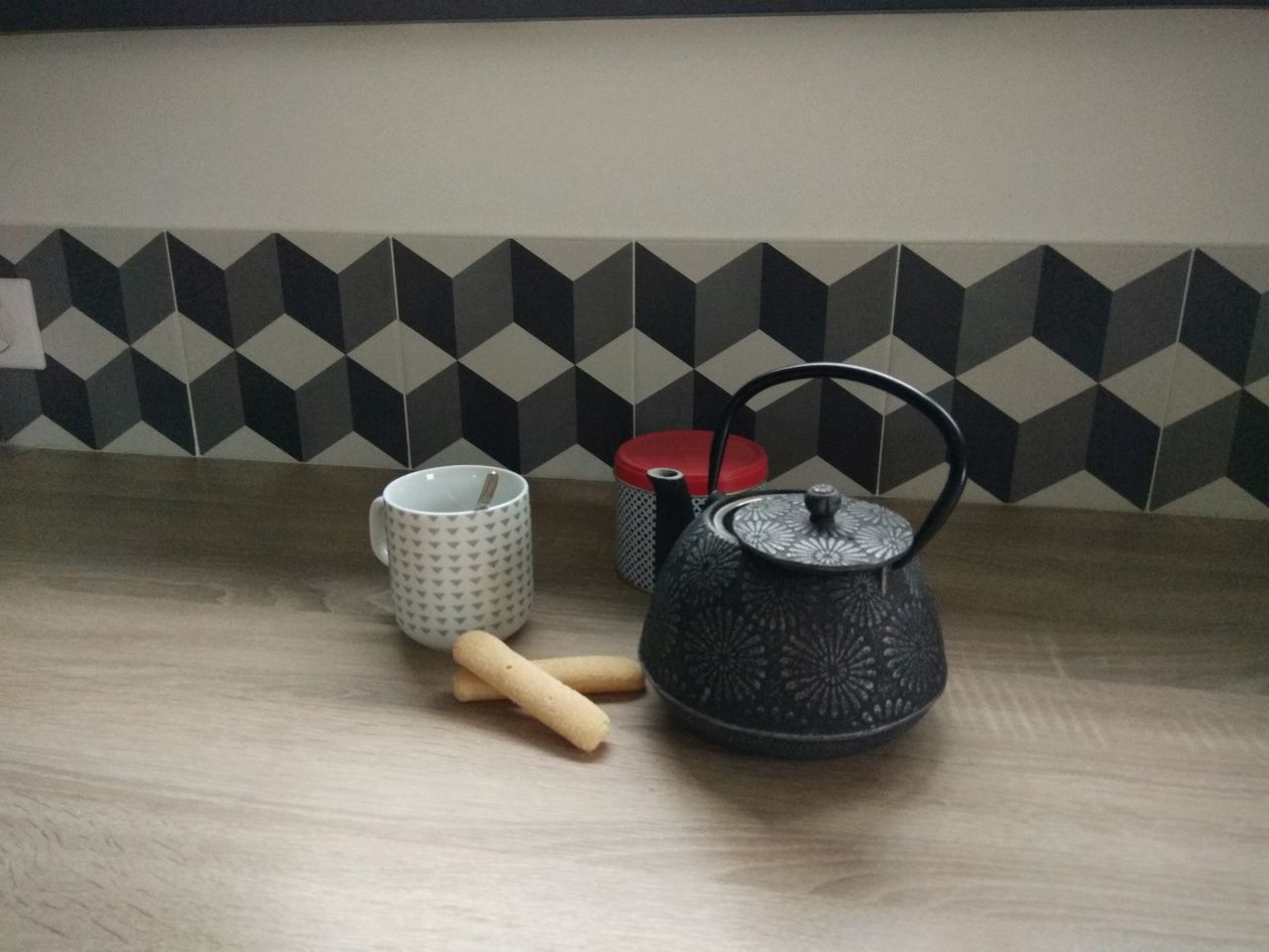 Crédence cuisine géométrique effet 3D