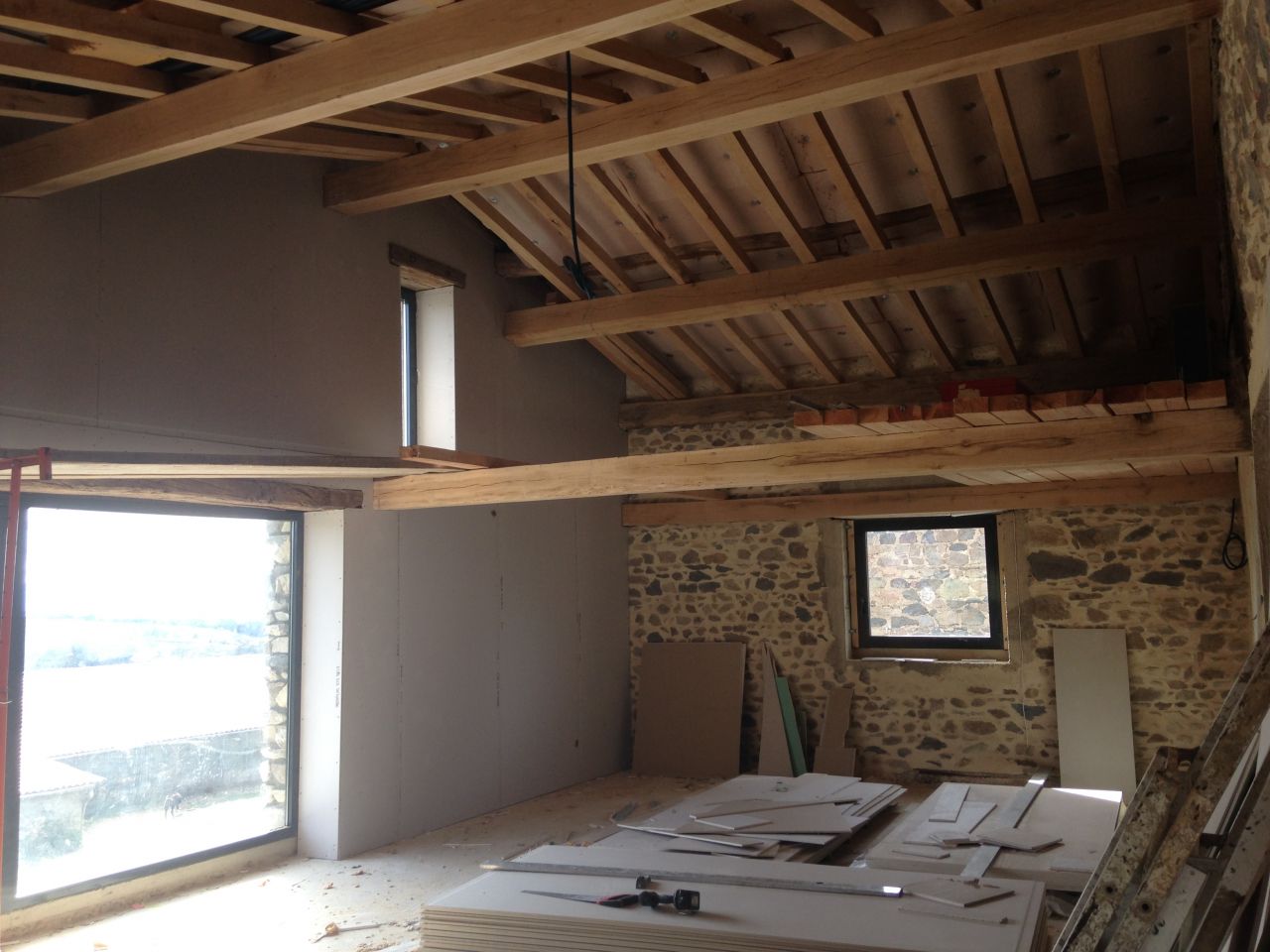 Salon / salle à manger.
<br />
mur d'en face sera isolé par l'extérieur