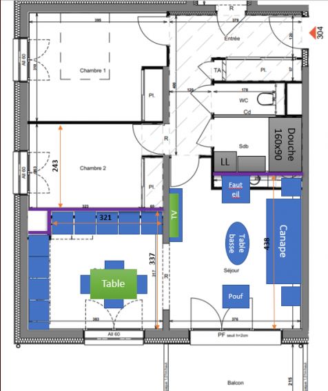 Plan modifi avec meuble