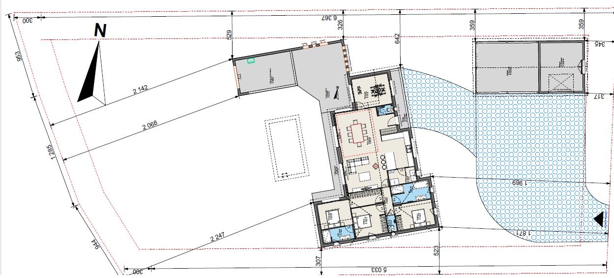 Plan de masse (salle de jeux et dimensions terrasse pas  jour)