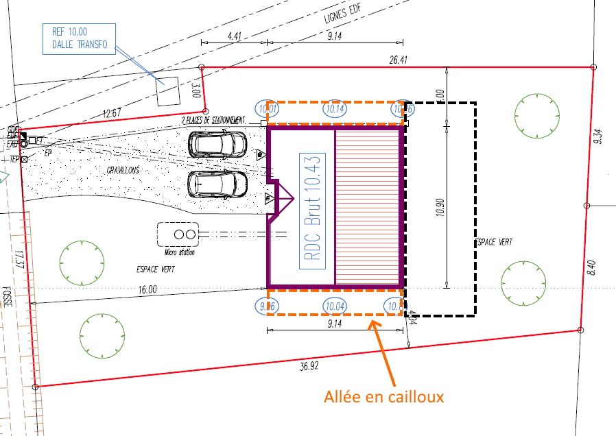Future implantation allées cailloux & terrasse