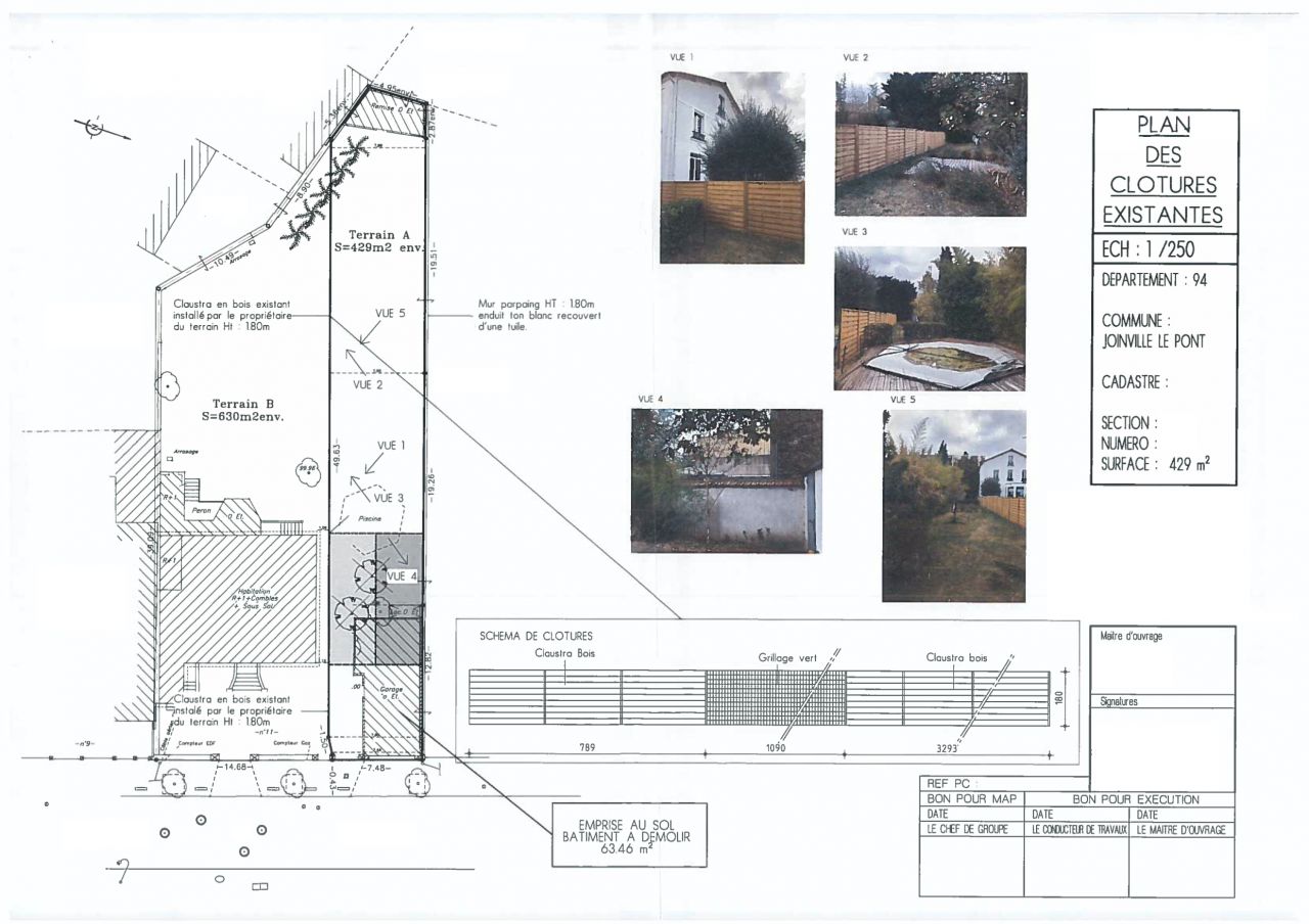 Plan de l'existant avec implantation de la future maison