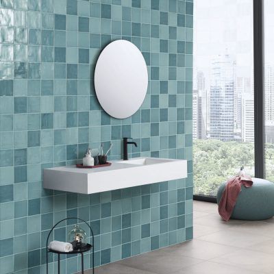 SDB - Carrelage déco choisi : New Zelige 13x13 jade