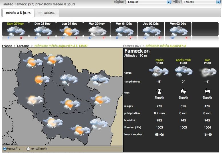 De    en     froid . du 29 nov au 3 décembre