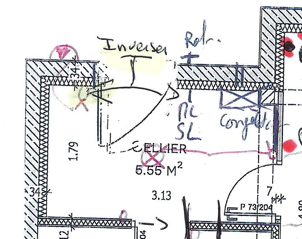 Voilà le joli plan du cellier réalisé par le CDT avec l'endroit réservé pour le LL, SL et Congel