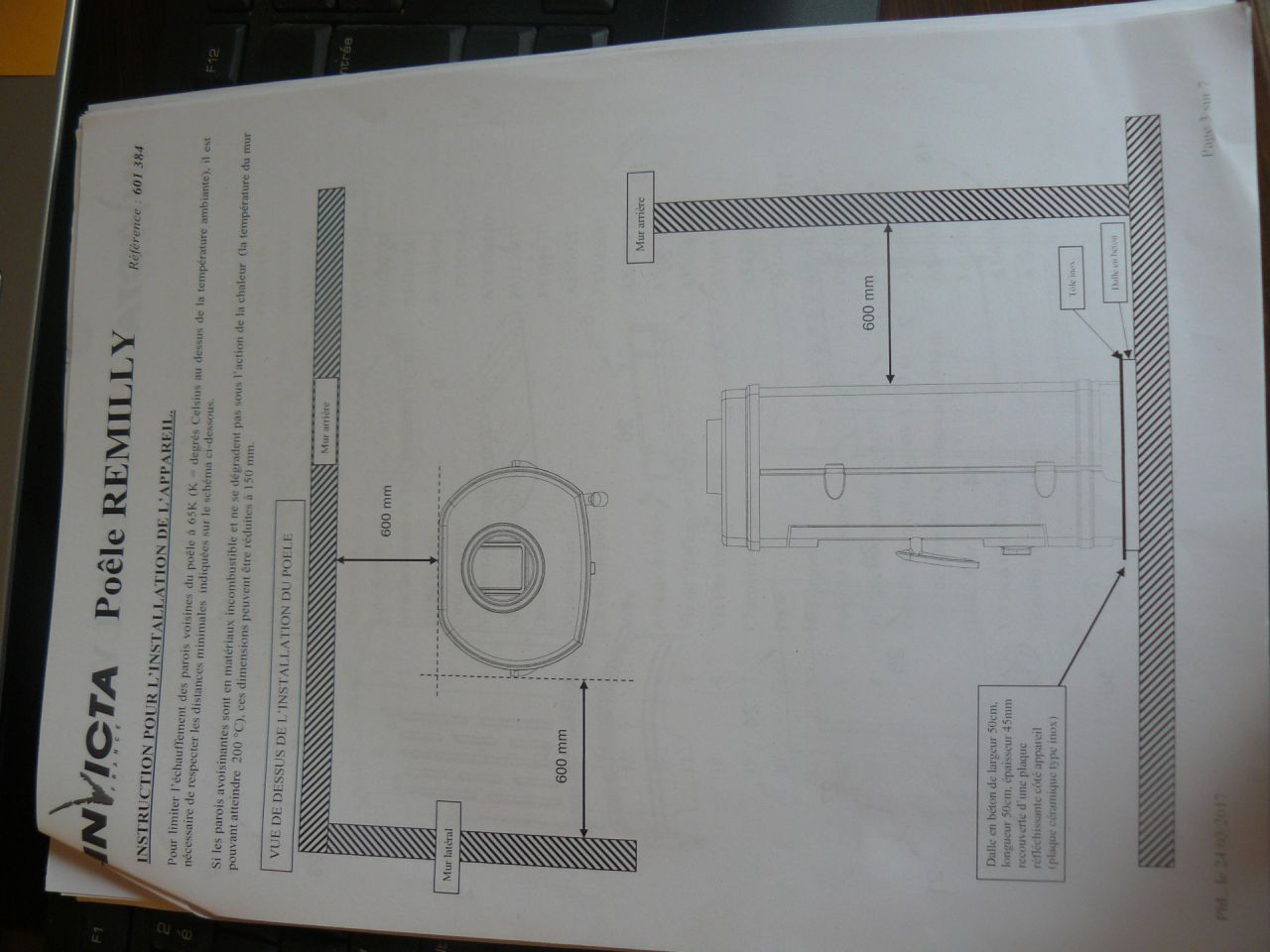 manuel de pose du poele INVICTA 7 KW