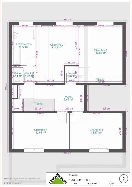 Plan du deuxième niveau de l'appartement (6° étage)