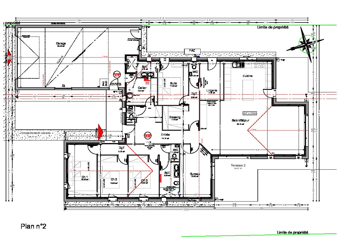 Plan avec modification de l'entre et du cellier.