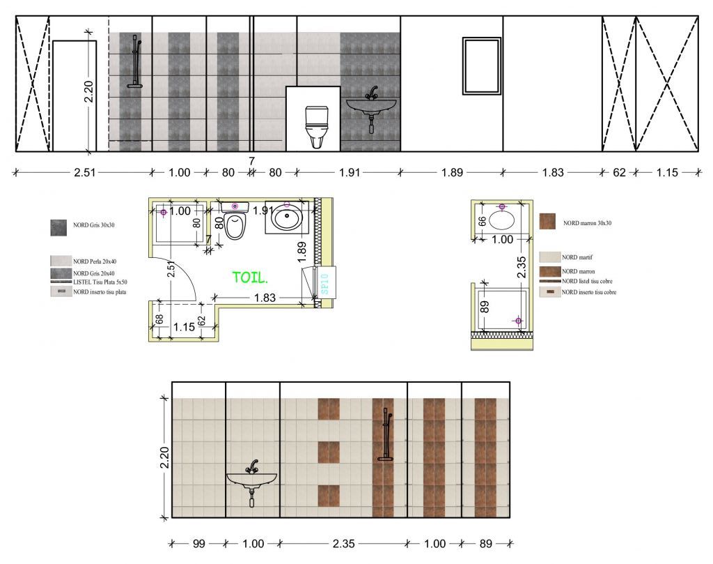 voici les plans de calpinage pour les 2 salles d'eau.