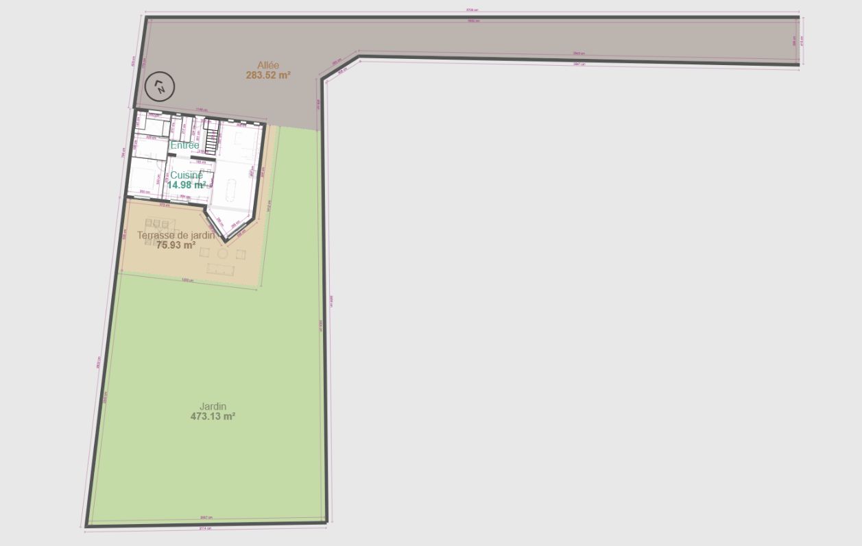 Plan du terrain avec implantation maison