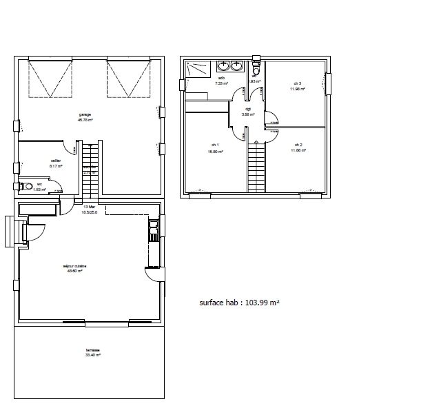 Plan rez de chausse et tage