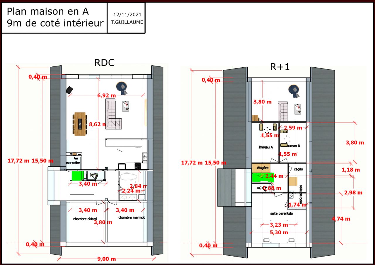 plan projet architectural RDC et R+1