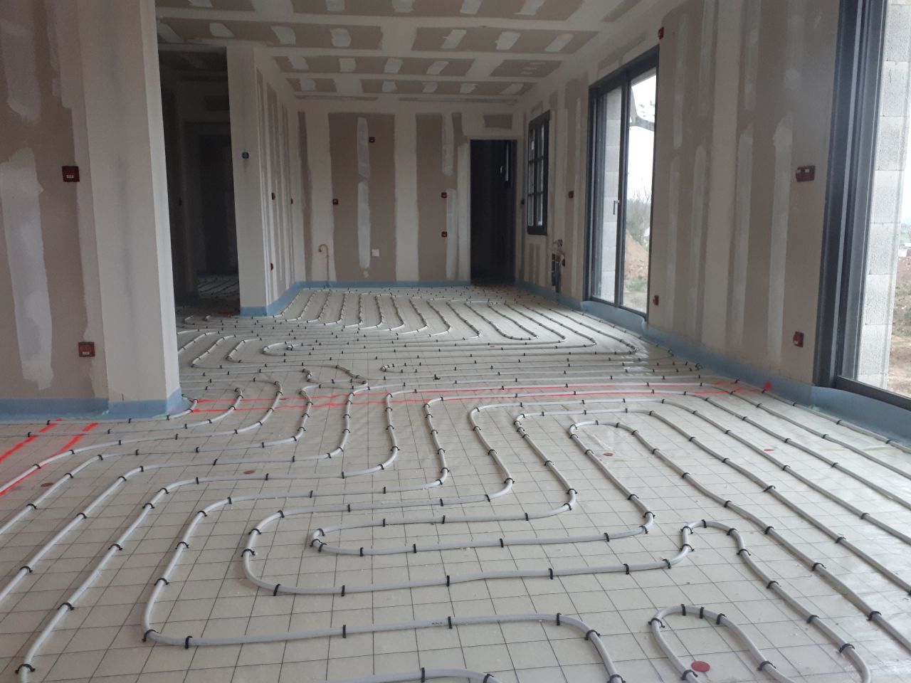 Pose du plancher chauffant au RDC
