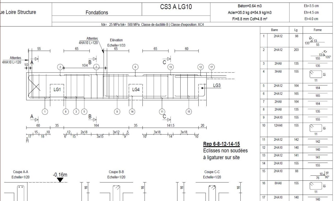 CS3 - dtails du ferraillage