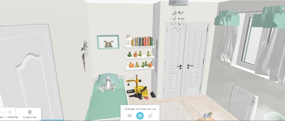 Chambre verte 3D reálisée sur HomeByMe
