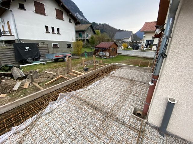 Suppression terrasse bois et installation dalle béton